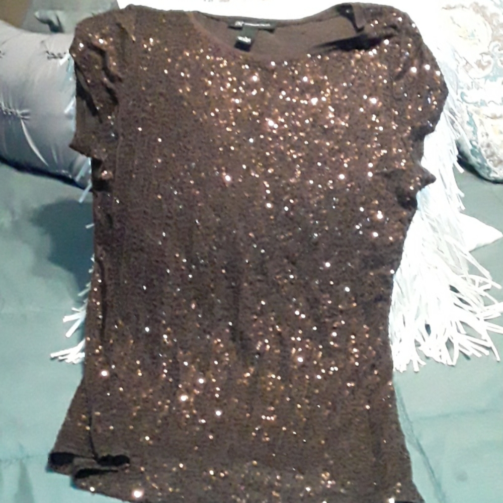 Brown Sequin Top